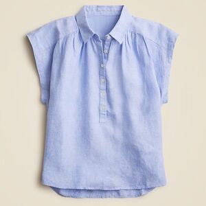 J. Crew blue Irish Linen cap sleeve popover 🌊 New Capitaine Shirt; Baird McNutt
